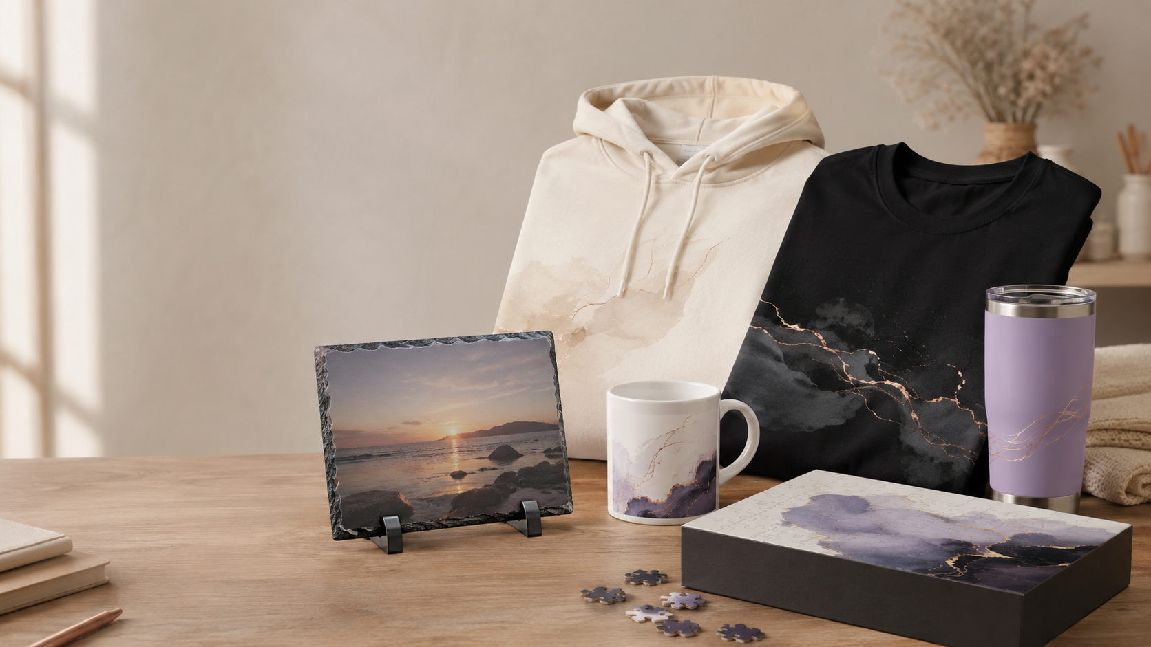 Sweat, t-shirt, mug, gobelet, ardoise photo et puzzle personnalisés LB Studio