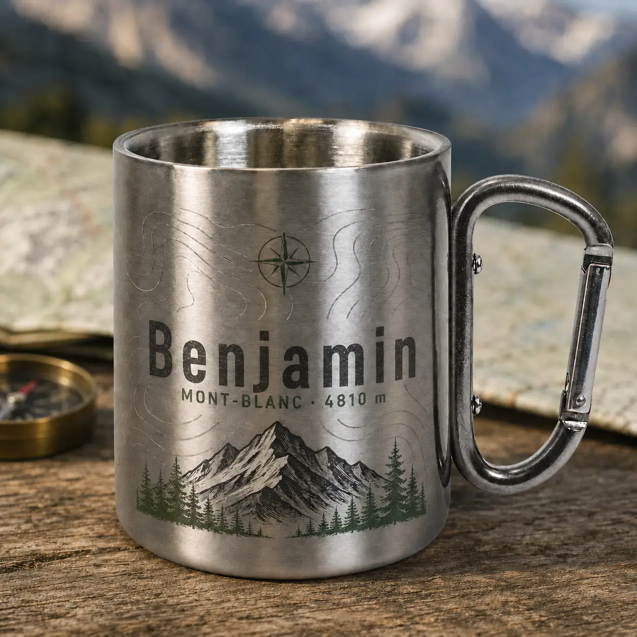 Mug inox personnalisé Benjamin et Mont-Blanc