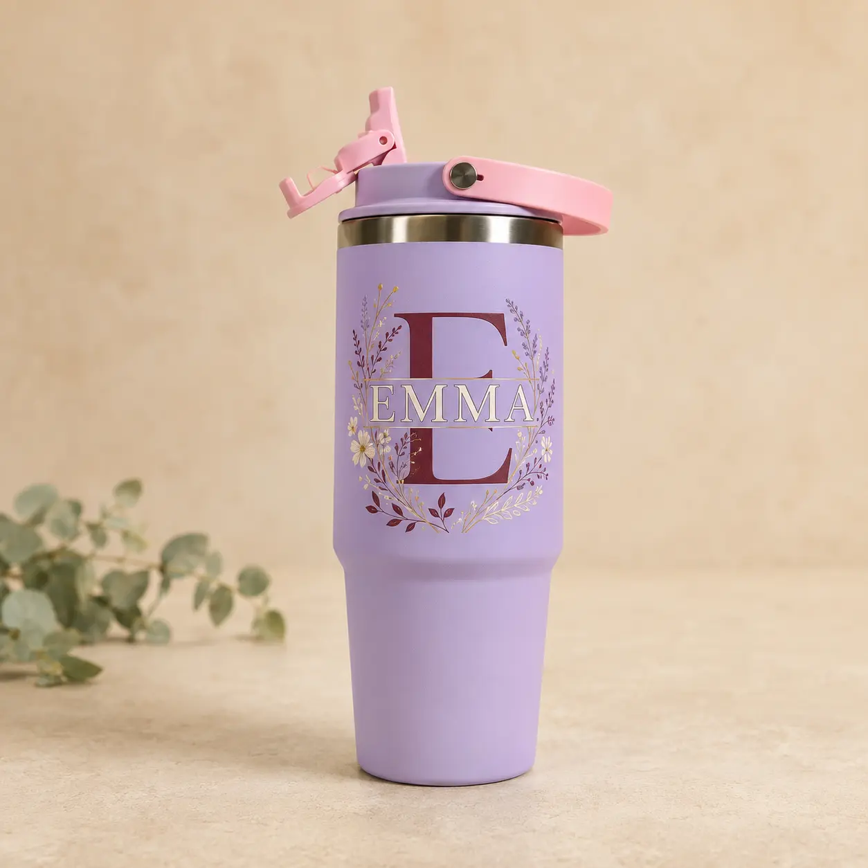 Thermos lilas personnalisé Emma
