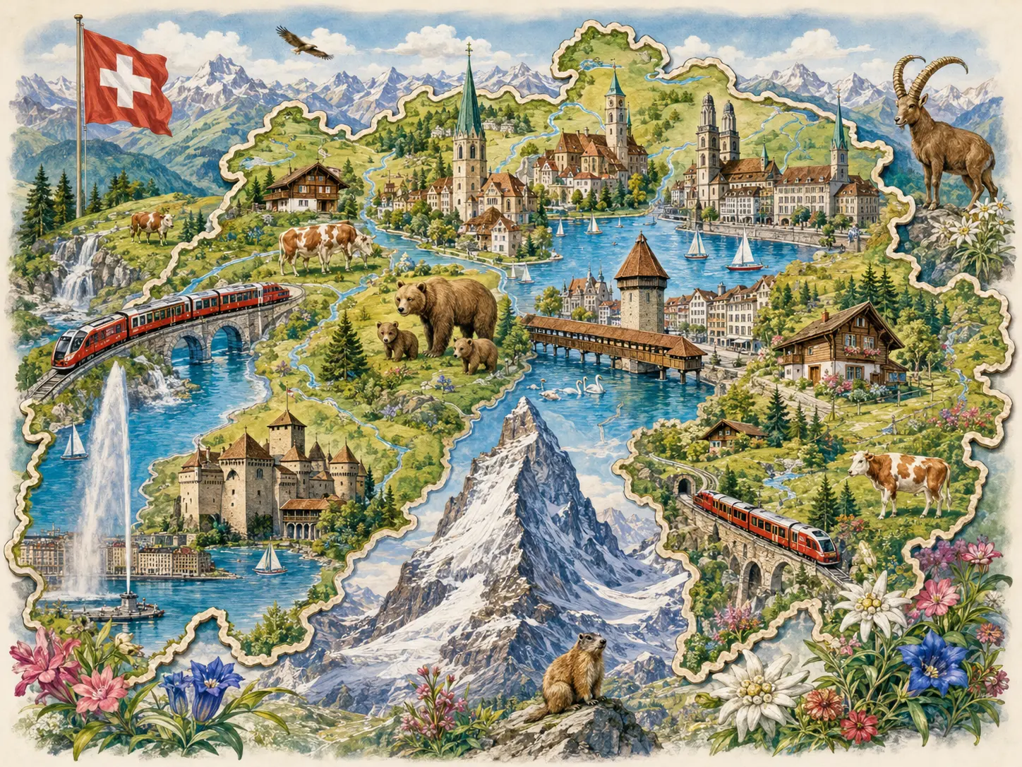 Suisse en mouvement, visuel de puzzle validé par LB Studio