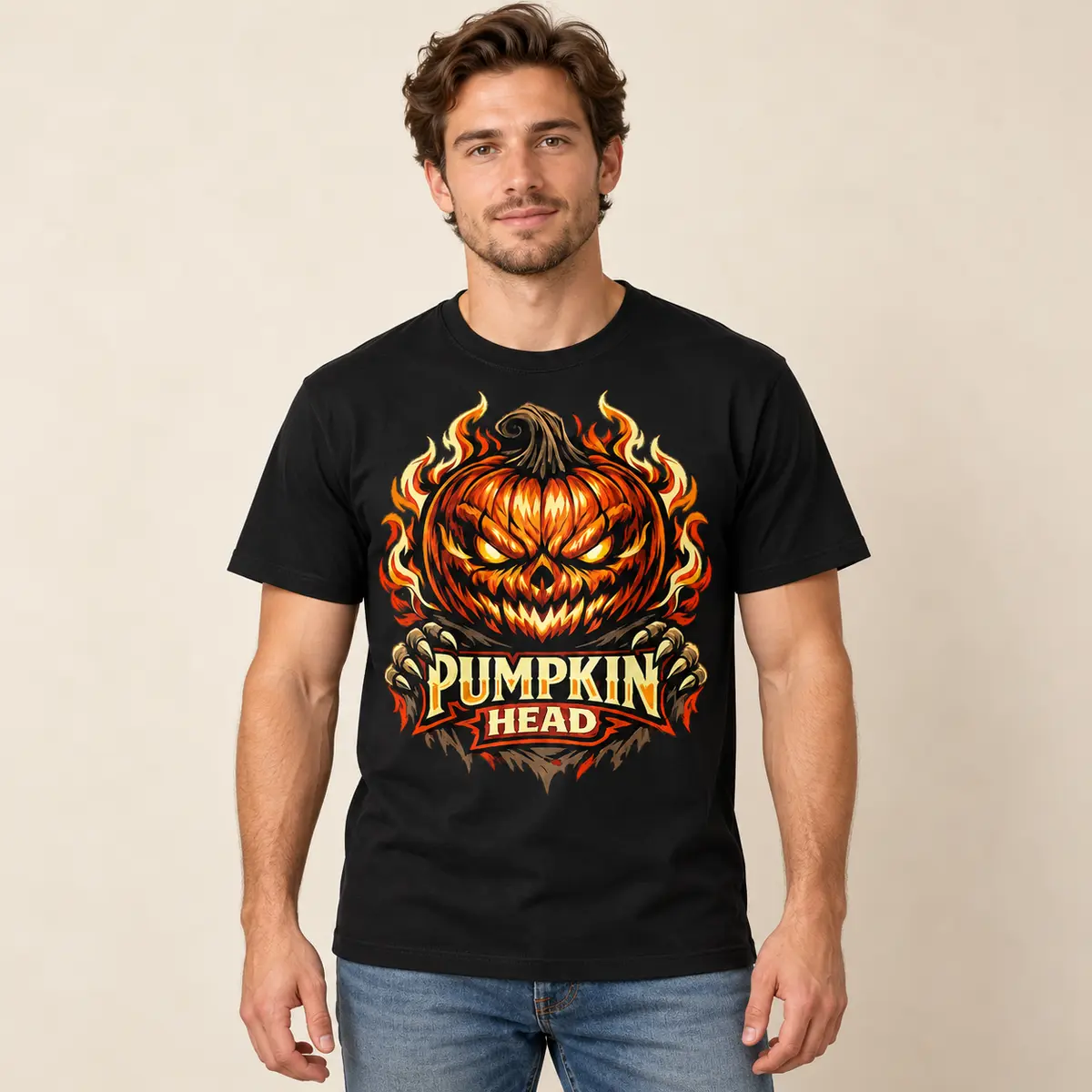 Pumpkin Head · aperçu porté sur mannequin humain