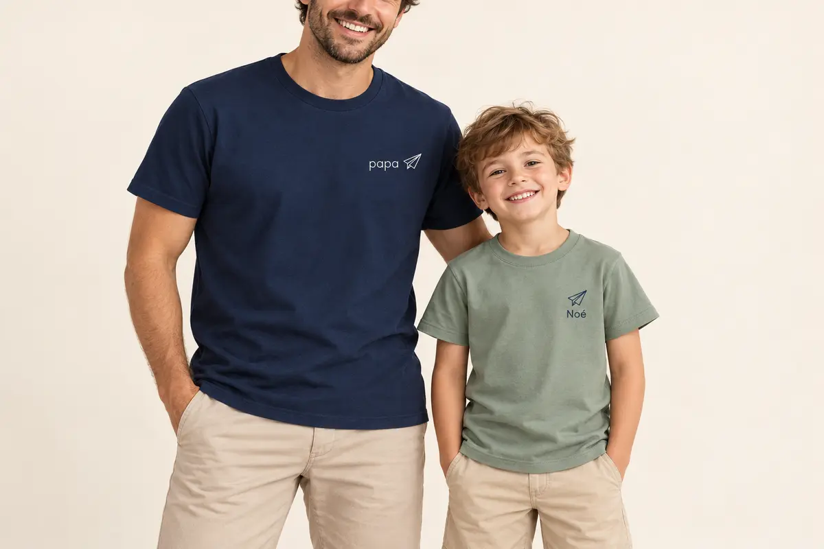 Parent et petit complice · aperçu porté sur mannequin humain